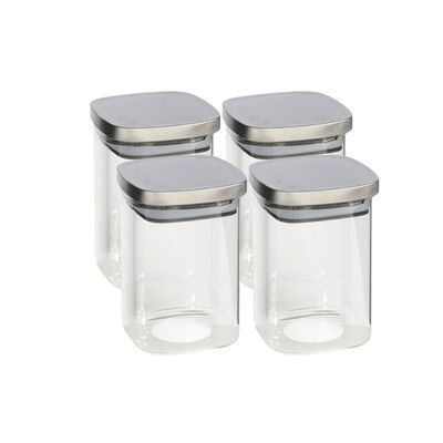 4x stuks voedsel/etenswaren bewaren voorraadpot 1400 ml glas met RVS deksel