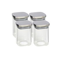 4x stuks voedsel/etenswaren bewaren voorraadpot 1400 ml glas met RVS deksel