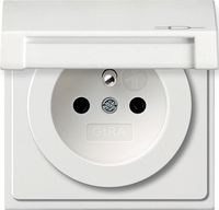 Gira F100 wandcontactdoos met penaarde, klapdeksel en KBV zuiverwit glanzend