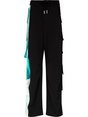 Feng Chen Wang pantalon cargo à lien de resserrage - Noir