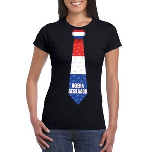 Geslaagd stropdas t-shirt zwart dames