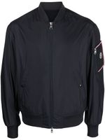 Moncler veste bomber zippée à patch logo - Bleu