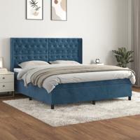 Boxspring met matras fluweel donkerblauw 160x200 cm