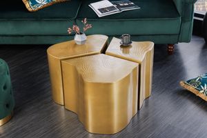 Design set van 3 bijzettafels ORGANIC 80cm messing metalen boomstam salontafel handgemaakt - 42777