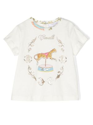 Roberto Cavalli Junior t-shirt en coton à imprimé graphique - Blanc