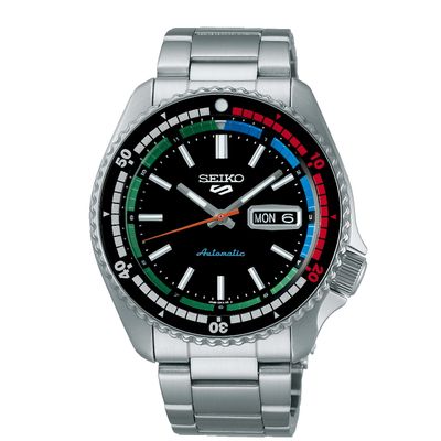 Seiko SRPK13K1 5 Sports Horloge Automaat staal zilverkleurig-zwart 42,5 mm