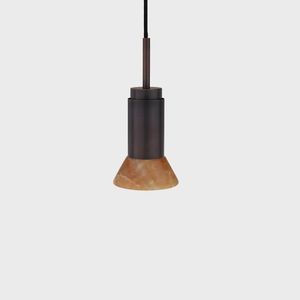 Anour Donya Onyx Trapeze Hanglamp - Amberkleurige kap - Gebruind koper