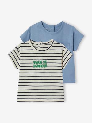 Set van 2 t-shirts met korte mouwen baby hemelsblauw