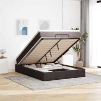 Ottoman bed met matras 140x190cm stof donkerbruin