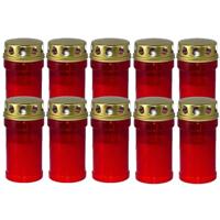 Trend Candles grafkaars - 10x - gedenklicht met deksel - rood - 7 x 14 cm - 2,5 dag - Gedenkkaars