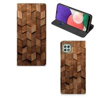 Book Wallet Case voor Samsung Galaxy A22 5G Wooden Cubes