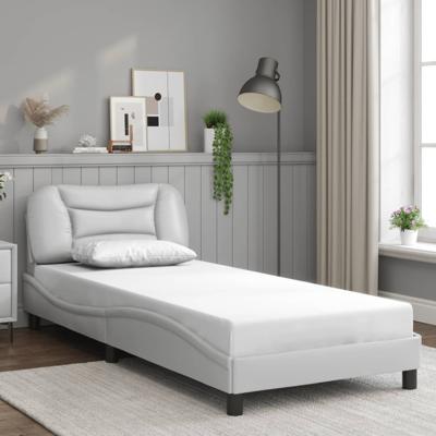 Bedframe met hoofdbord kunstleer wit 80x200 cm