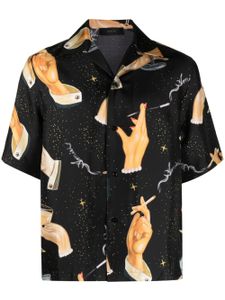 AMIRI chemise en soie à imprimé Champagne - Noir