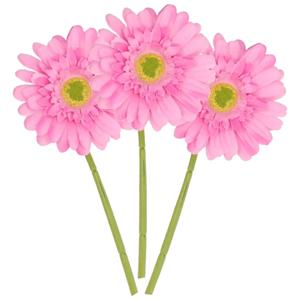 Kunstbloem Gerbera - 3x - 72 cm - roze - Real Touch - kunst zijdebloemen