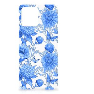 TPU Case voor Motorola Moto G72 Flowers Blue