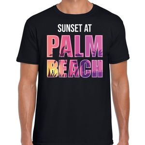 Sunset beach t-shirt / shirt Sunset at Palm Beach zwart voor heren