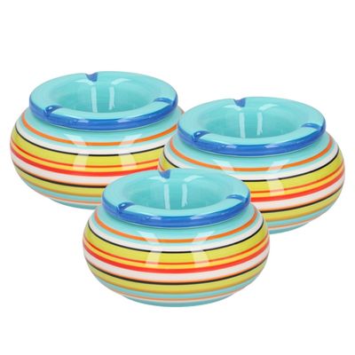 3x stuks asbak in mooie blauwe kleuren combinatie 13 cm
