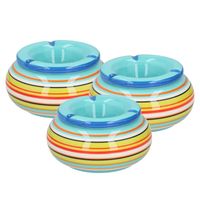 3x stuks asbak in mooie blauwe kleuren combinatie 13 cm