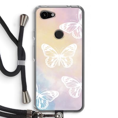 White butterfly: Pixel 3a Transparant Hoesje met koord