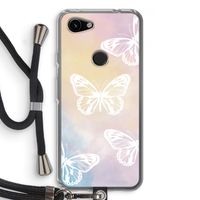 White butterfly: Pixel 3a Transparant Hoesje met koord