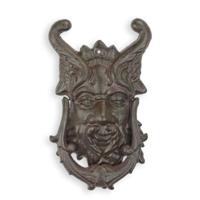A CAST IRON DEVIL FACE DOOR KNOCKER