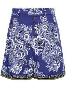 ETRO short fleuri à taille-haute - Bleu