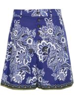 ETRO short fleuri à taille-haute - Bleu - thumbnail