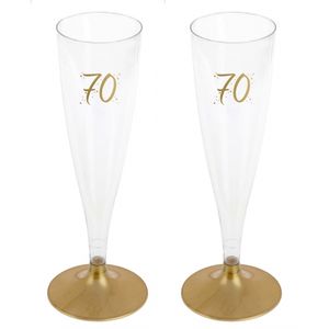 Verjaardag feest champagneglazen - leeftijd - 24x - 70 jaar - goud - kunststof
