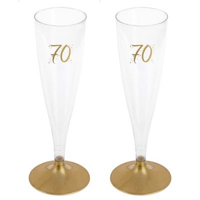 Verjaardag feest champagneglazen - leeftijd - 24x - 70 jaar - goud - kunststof