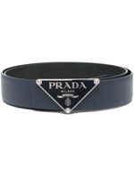 Prada ceinture en cuir Saffiano à boucle logo - Noir - thumbnail