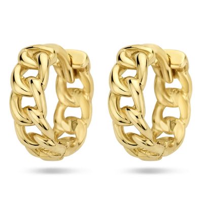 Klapoorringen Schakelmotief geelgoud 3 x 9 mm