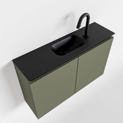 Toiletmeubel Mondiaz Ture | 80 cm | Meubelkleur Army | Eden wastafel Urban Midden | 1 kraangat