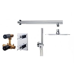 Thermostatische Inbouw Regendouche Set Wiesbaden Type 133 Wandarm Ufo 30 cm Rond incl. Inbouwdeel