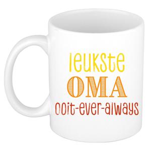 Cadeau koffie/thee mok voor Oma - oranje - de leukste Oma - keramiek - 300 ml