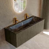 Badmeubel Mondiaz Kurve-Dlux | 120 cm cm | Meubelkleur Shadow | Wastafelkleur Lava | Solid surface | Wasbak midden spoelbak | 2 kraangaten