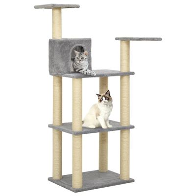 VidaXL Kattenkrabpaal met sisal krabpalen 118,5 cm lichtgrijs