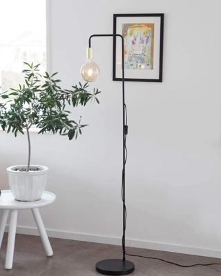 Minimalistische vloerlamp zwart en goud met E27 fitting & schakelaar By Rydens Fondi