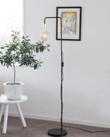 Minimalistische vloerlamp zwart en goud met E27 fitting & schakelaar By Rydens Fondi