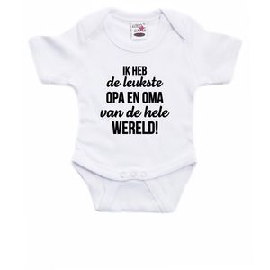 Leukste opa en oma cadeau baby rompertje wit jongen/meisje 92 (18-24 maanden)  -