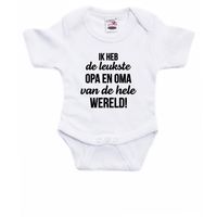 Leukste opa en oma cadeau baby rompertje wit jongen/meisje 92 (18-24 maanden)  - - thumbnail