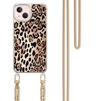 iPhone 13 hoesje met beige koord - Golden wildcat iPhone 13 hoesje met beige koord - Golden wildcat