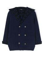 Balmain Kids cardigan ceinturé en maille intarsia - Bleu