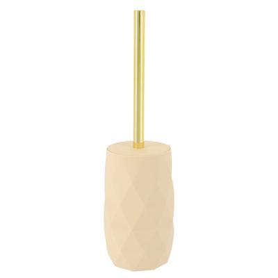 WC/toiletborstel in houder Diamond - beige - kunststof - 8 x 34 cm