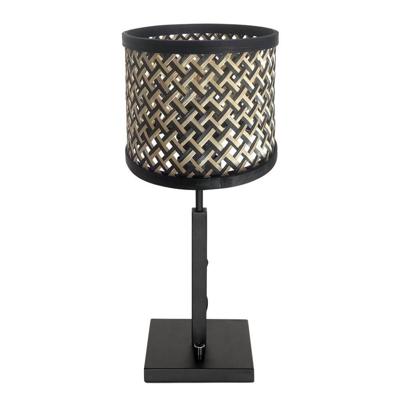 Steinhauer TafellampjeStang zwart met bamboe kap - 3707ZW