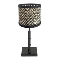 Steinhauer TafellampjeStang zwart met bamboe kap - 3707ZW