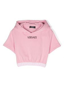 Versace Kids hoodie crop à logo à ornements - Rose