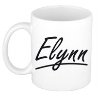 Naam cadeau mok / beker Elynn met sierlijke letters 300 ml