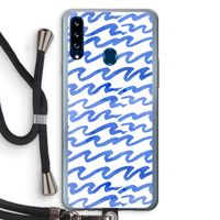 Blauwe golven: Samsung Galaxy A20s Transparant Hoesje met koord