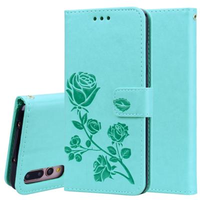Rose reliëf horizontale Flip PU lederen draagtas voor Huawei P20 Pro met houder & kaartsleuven & portemonnee (groen)