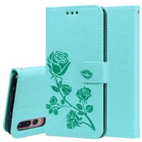 Rose reliëf horizontale Flip PU lederen draagtas voor Huawei P20 Pro met houder & kaartsleuven & portemonnee (groen)